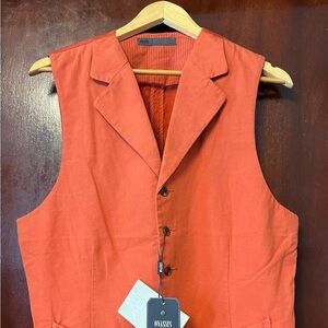 Men’s Onassis Burnt Brick Cotton Linen Fleet Vest